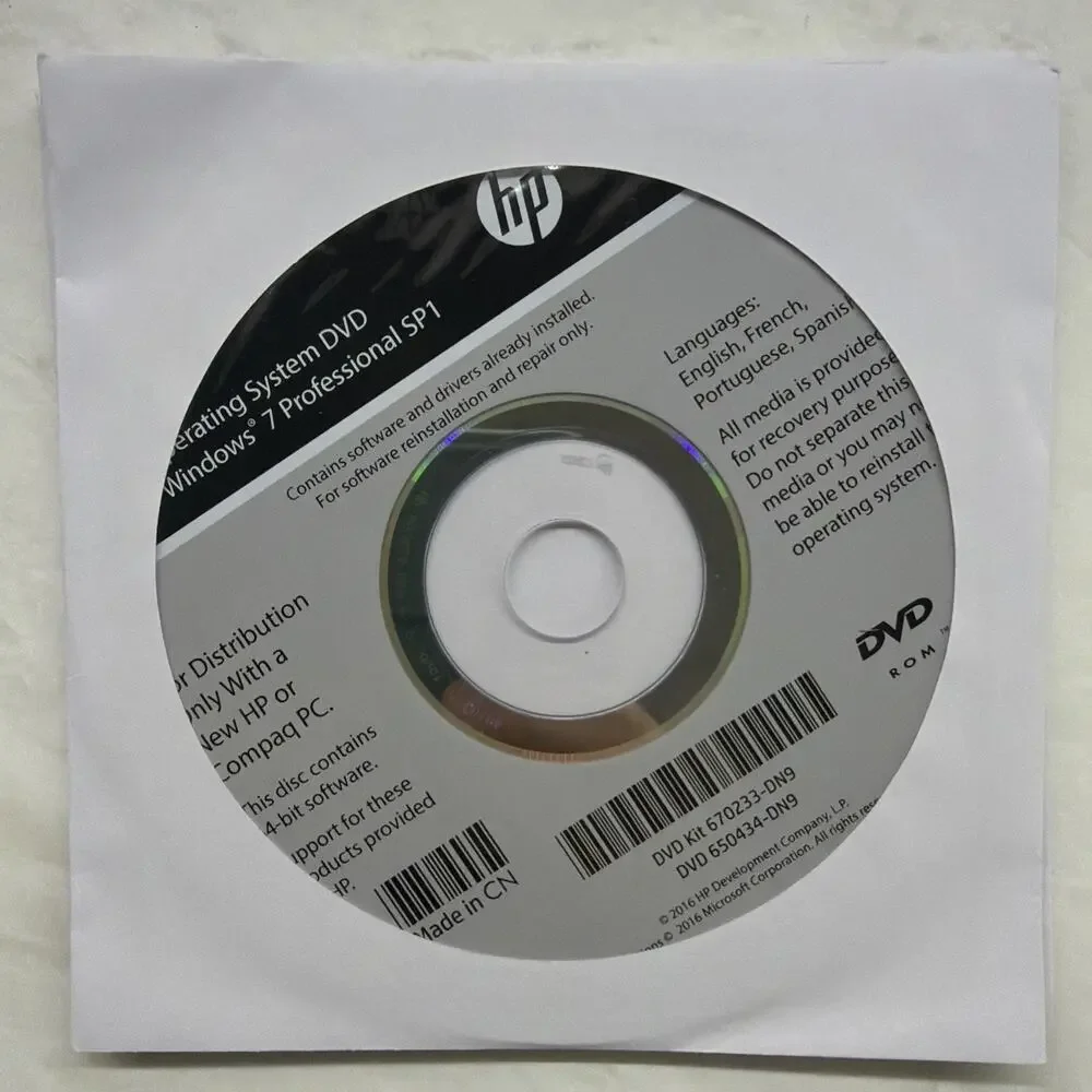 Windows 7 Pro Sp1 64-bit Operating System DVD No PRODUCT KEY System Recovery